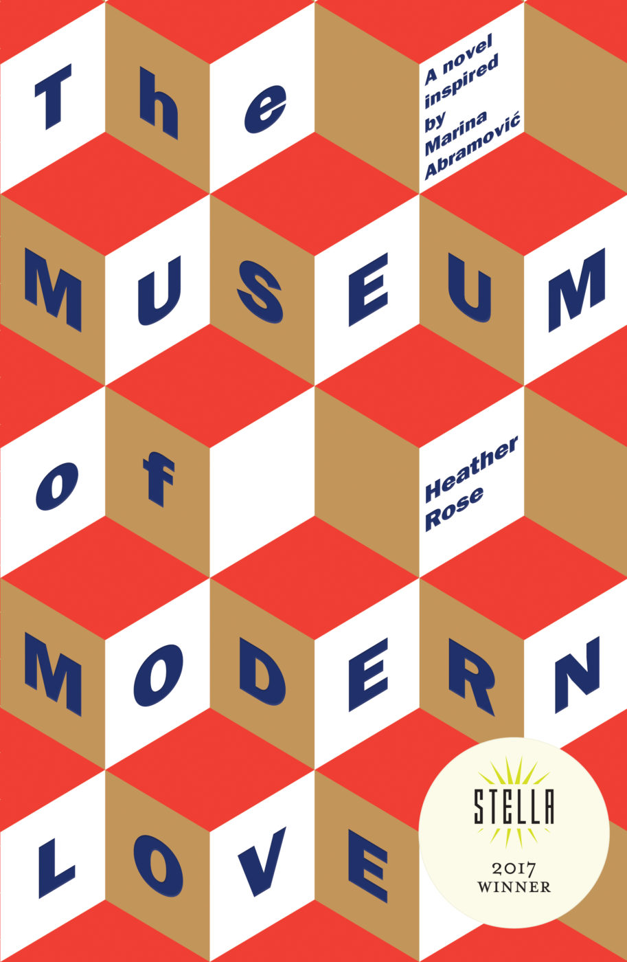 The Museum of Modern Love cover with blocks of letters that spell the title